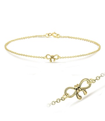Bow Gold Plated Silver Anklet ANK-107-GP